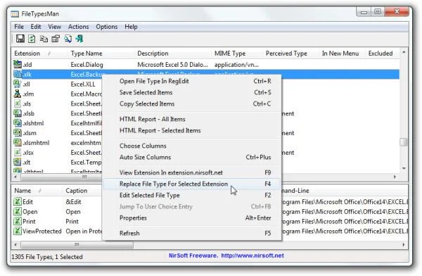 FileTypesMan 是 Windows 檔案類型選項的替代方案 FileTypesMan 是 Windows 檔案類型選項的替代方案