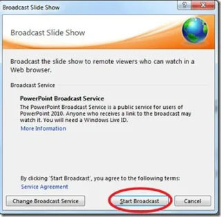 PowerPoint 2010 Broadcast-Funktion