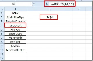 Excel 2010: Adressfunktion
