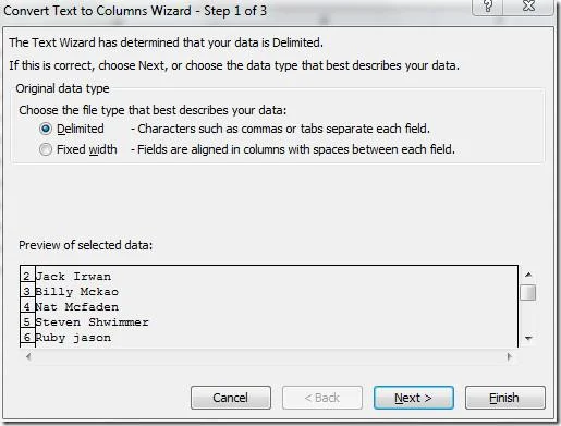 Excel 2010: Spaltendaten in zwei aufteilen [Zellen analysieren]