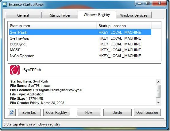 StartupPanel：管理 Windows 啟動資料夾、登錄、服務