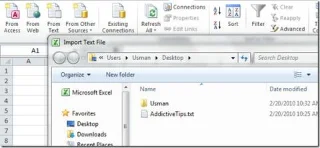 Dokumenttextdatei in Excel 2010-Arbeitsblatt importieren