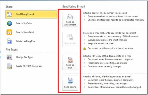 Techniken zur Dokumentfreigabe in Word 2010