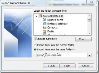 Импорт и экспорт Office Outlook 2010