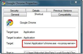 Google Chrome プロキシサーバー設定