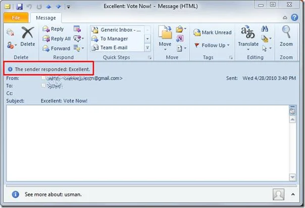 Senden und Empfangen von Umfrageergebnissen in Outlook 2010