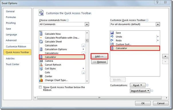 Rechner in Excel 2010 hinzufügen
