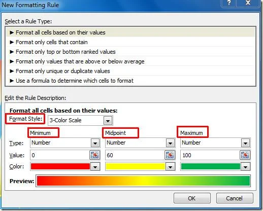 Farbe von Zellen in Excel 2010 ändern [Farbskalen]