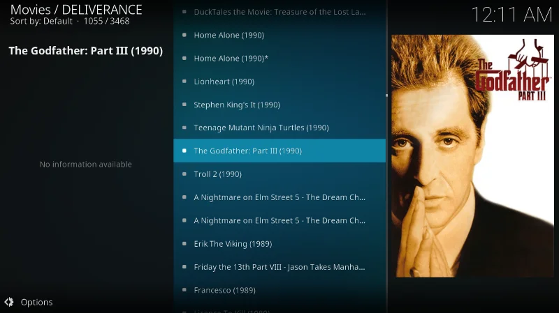 Дополнение Deliverance для Kodi (альтернатива Sports Devil)