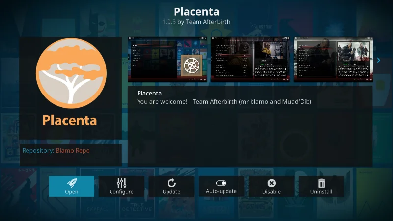 Add-on Placenta Kodi, l'ultimo fork di Exodus