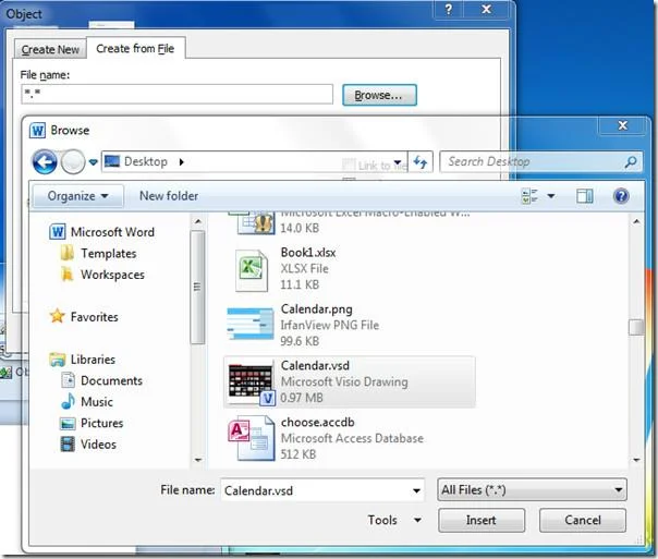 Visio-Zeichnung in Word 2010-Dokument einbetten