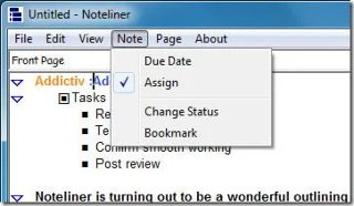 メモ、タスク、プロジェクトの詳細の階層的なアウトラインを作成する
