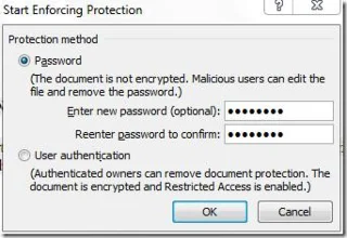 Limita la modifica al documento Word 2010 protetto