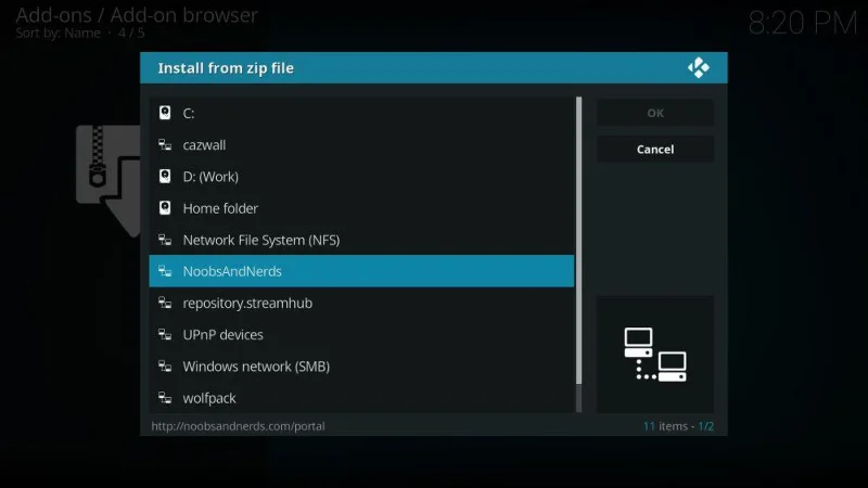Repository dei componenti aggiuntivi Kodi di Noobsandnerds: come installare il repository di Noobsandnerds