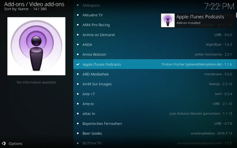 Hören Sie Podcasts auf Kodi mit dem Apple iTunes Podcasts-Add-on