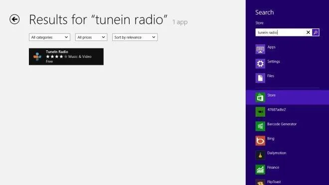 使用 TuneIn Radio 在 Windows 8 中收聽您喜愛的廣播電台