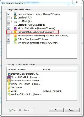 Outlook 2010-Suchindizierung