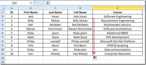 Excel 2010: Zellen zusammenführen (Verkettung)