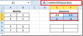 Excel 2010: Matrix-Inverse-Funktion (MINVERSE)