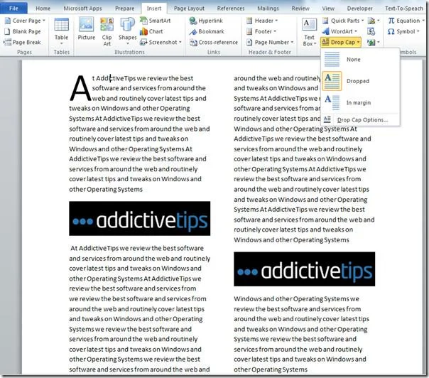 Word 2010: Scrivi in ​​colonne (aspetto rivista)