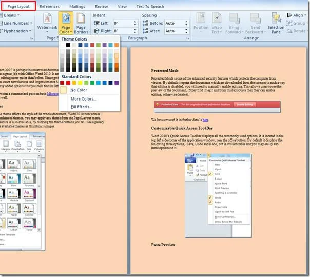 Bildhintergrund und -farben in Word 2010 einfügen