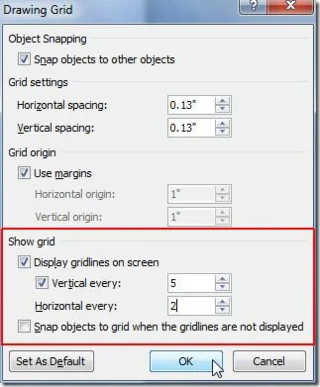 Ändern Sie die Höhe/Breite der Gitternetzlinien in Word 2010