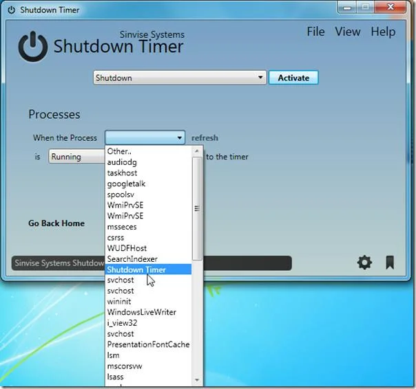 El temporizador de apagado realiza una acción según los eventos del sistema de Windows