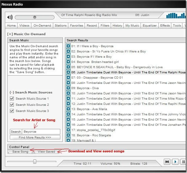 Nexus Radioでラジオを聴いたり音楽をダウンロードしたり