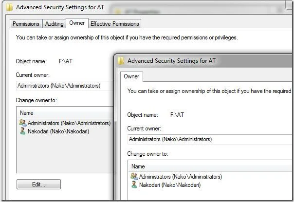 Windows 7 存取被拒絕：權限和所有權
