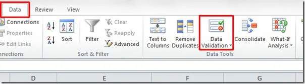 Excel 2010: Datenüberprüfungsliste