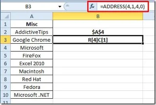 Excel 2010: Adressfunktion