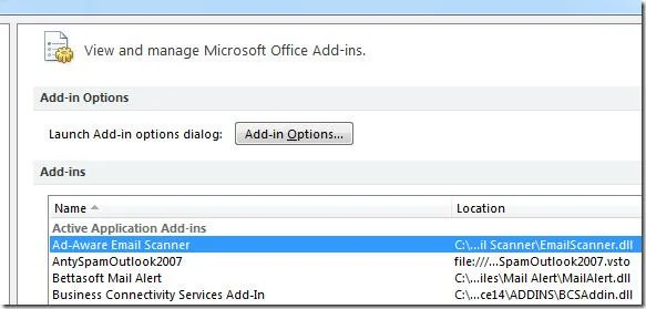 Scansiona i virus della posta elettronica in Outlook 2010 con Ad-Aware Free