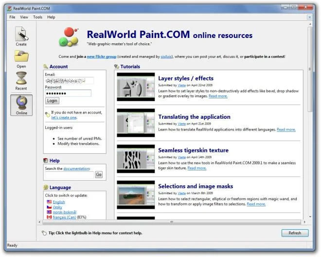 Modifica le immagini con livelli ed effetti utilizzando RealWorld Paint.COM
