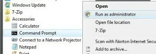 在 Windows 7/Vista 中開啟提升的命令提示符