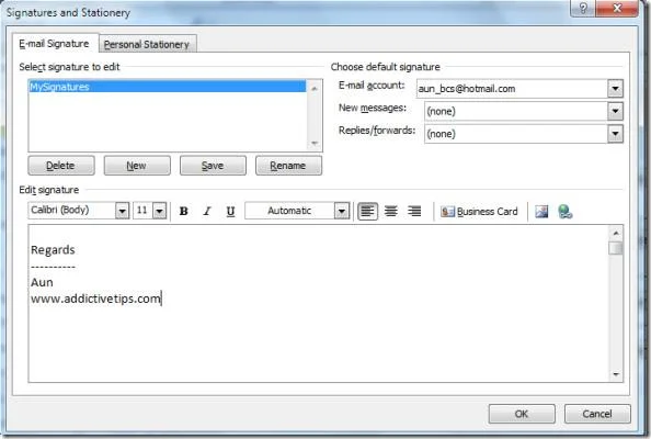 Come aggiungere firme in Outlook 2010