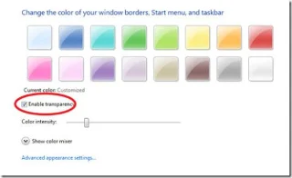 Cómo habilitar o deshabilitar la transparencia en Windows 7
