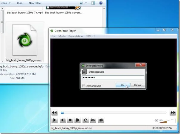 GreenForce Playerはメディアファイルのパスワード保護を可能にします