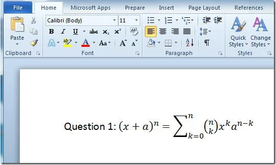 Fügen Sie mathematische Gleichungen mit dem Formel-Editor von Word 2010 hinzu