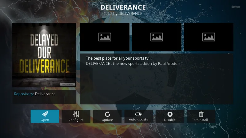 Дополнение Deliverance для Kodi (альтернатива Sports Devil)