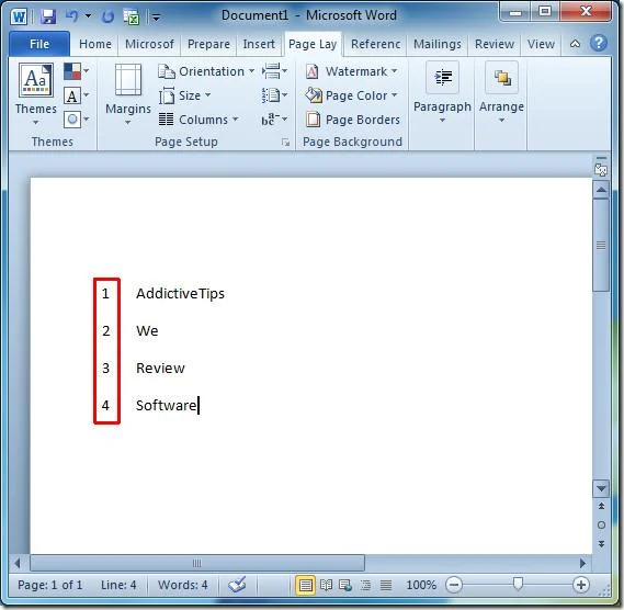 Word 2010: Zeilennummer in Dokument einfügen