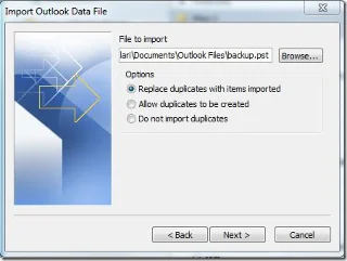 Импорт и экспорт Office Outlook 2010