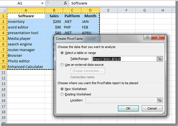 Excel 2010: Pivot-Tabelle und Diagramm erstellen