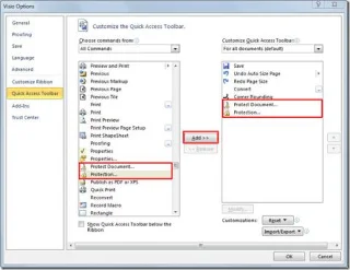Schützen Sie Dokumente und Formen in Visio 2010