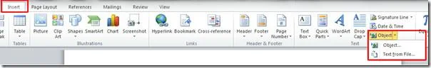 Inserisci file audio in Microsoft Word 2010