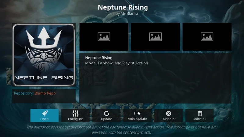 Componente aggiuntivo Neptune Rising per Kodi: un nuovo fork di Covenant