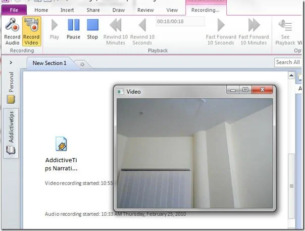 Запись аудио и видео в Office OneNote 2010