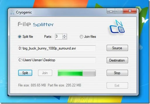 Divida un archivo grande en partes más pequeñas y vuelva a unirlas rápidamente