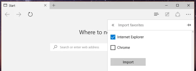Habilitar la barra de favoritos e importar favoritos en el navegador Edge (Windows 10)