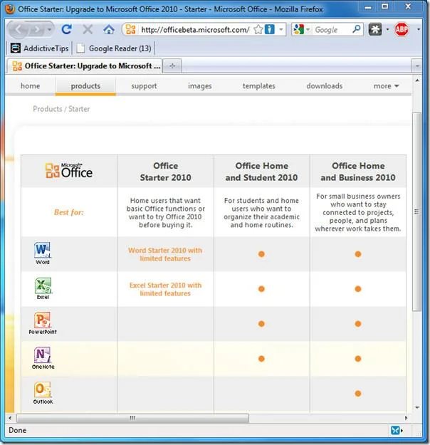 Aktualisieren Sie Microsoft Office Starter 2010