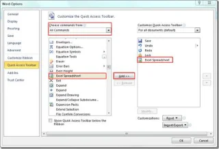 Excel-Tabelle in Word 2010-Dokument hinzufügen und einbetten